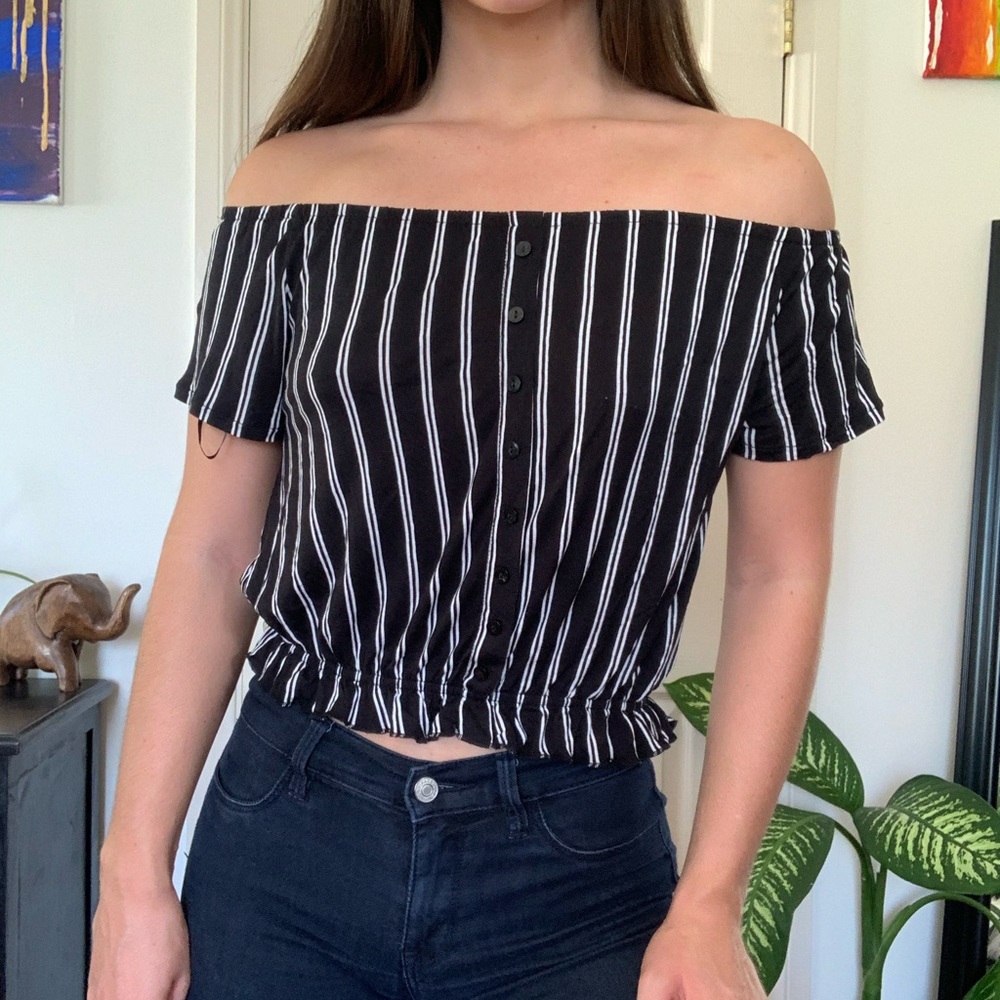 Striped off the shoulder top